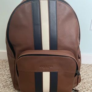 Brown leather Coach back pack